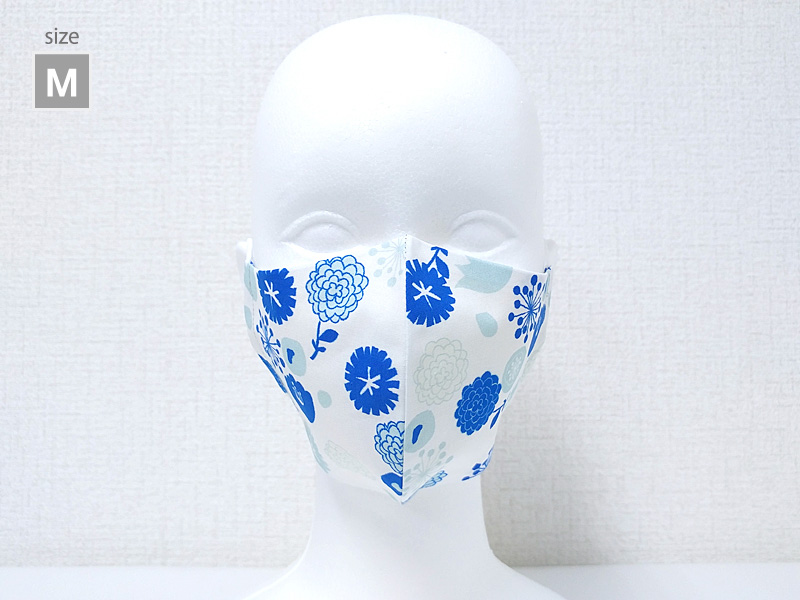 【MADE IN JAPAN】 フラワーガーデン　ブルー　マスク