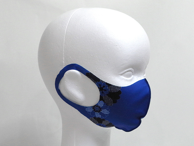 流線花　ブルー　薄型マスク