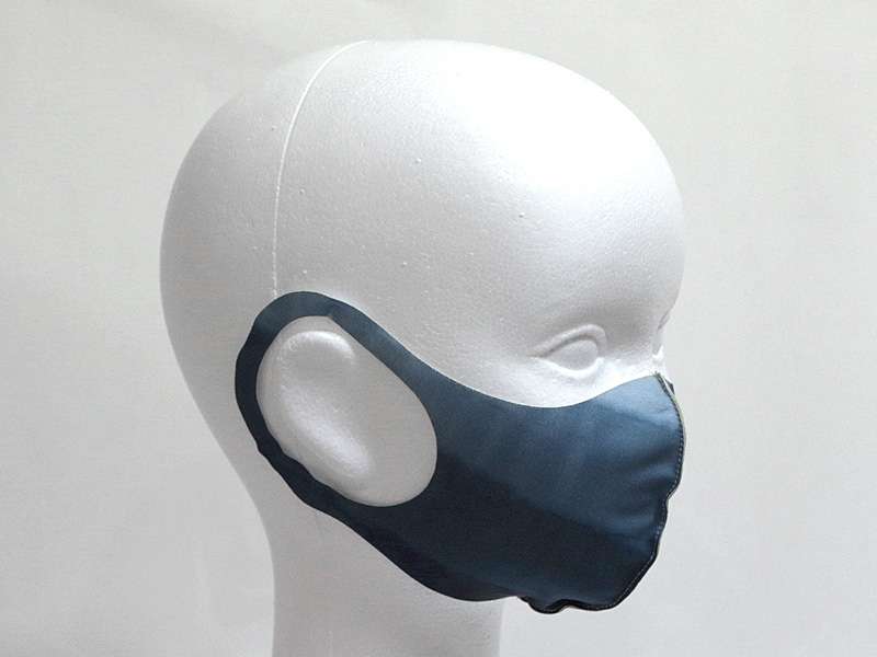 水彩横縞　グレー　薄型マスク