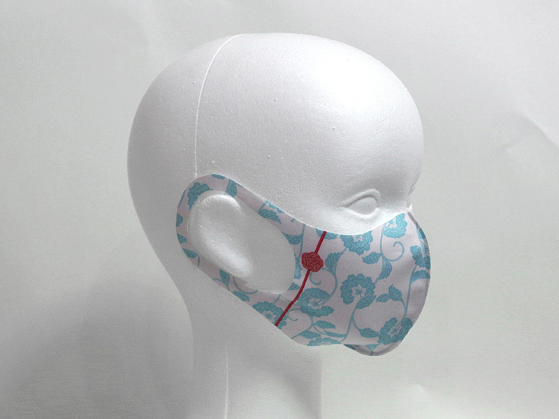 水引飾り　ライトブルー　薄型マスク