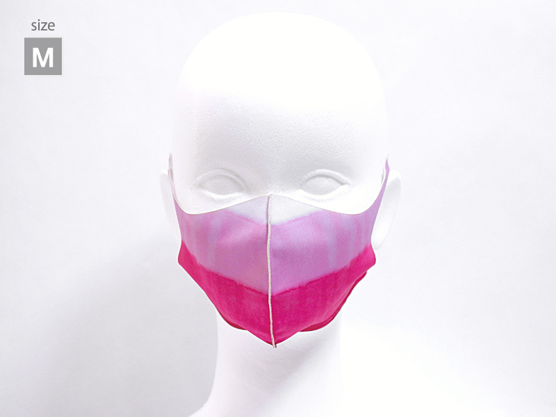 水彩横縞　ピンク　薄型マスク
