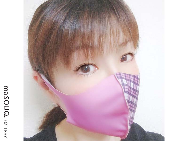 Tartan kilt　ピンク系　薄型マスク