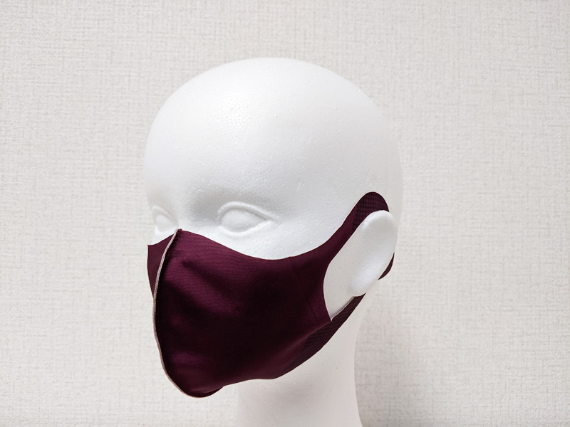 格子　ボルドー　薄型マスク