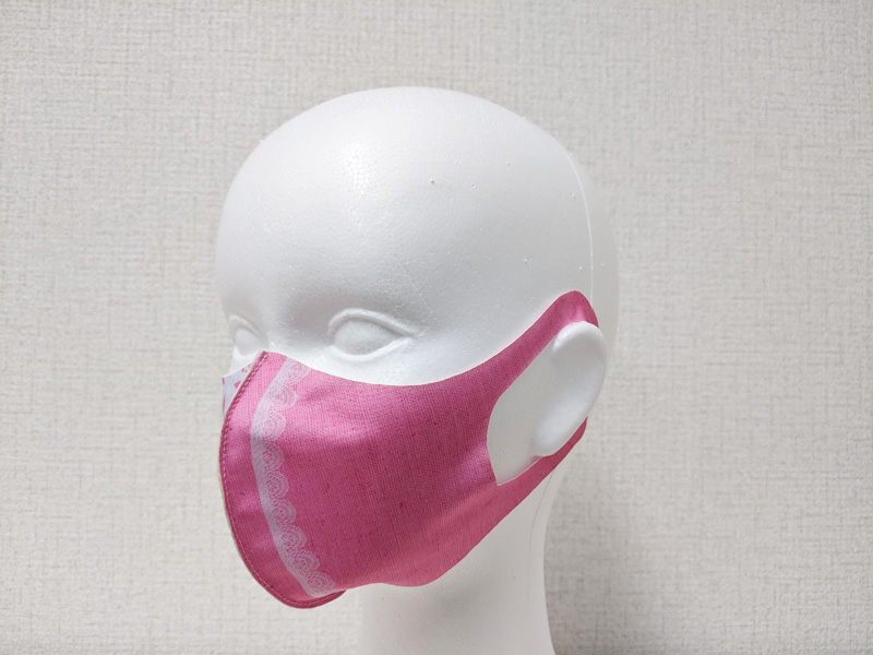 レースフラワー　ライトピンク　薄型マスク