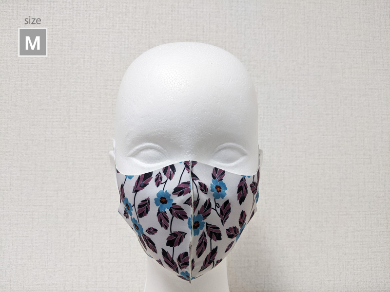 戯れる花　ブルー　薄型マスク