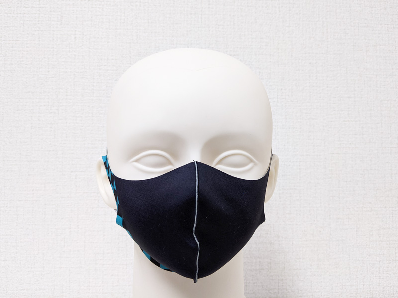 市松　グリーン　薄型マスク